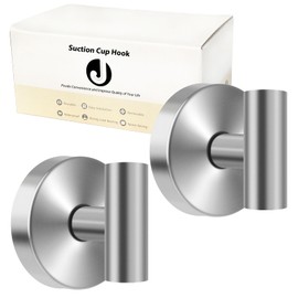 EASETROL Suction Cup Hooks for Shower, Heavy Duty Wreath Door Hanger, Towels Robes Bathroom Hanger Holder Hooks No Drill on Smooth Wall Glass Mirror Tile (2, Silver)