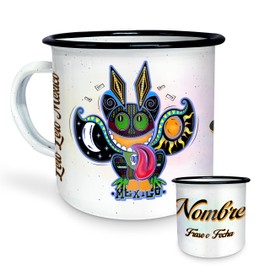 Lero Lero México - Pocillo/Taza de Peltre Personalizada - Alebrijes - Tazas Personalizadas con Nombre - Taza Sublimada - Taza con Inicial - 10 oz 300 ml - Perfecta para Regalo u Oficina.