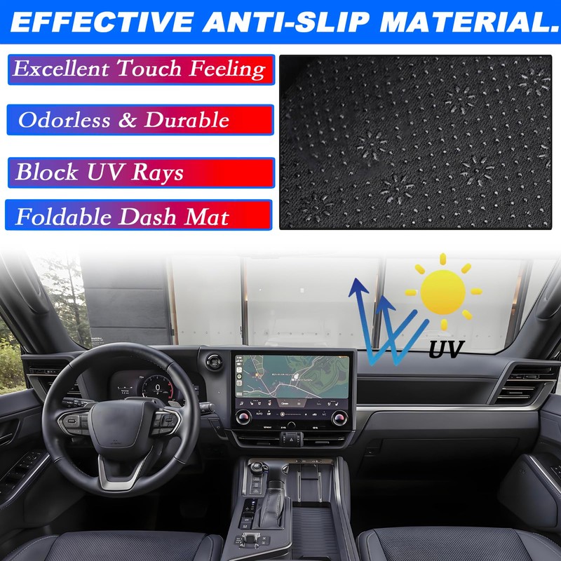 KEEGTBOX Dashboard Mat Cover Interior Center Console UV Rays Protector