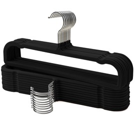 Uinicor Velvet Hangers Pants Hangers 20 Pack Velvet Pant Hangers,Heavy Duty Felt Hangers for Pants,Jeans,Scarf,Towels,Tank Top,Coat.Closet Organizers and Storage（Black）