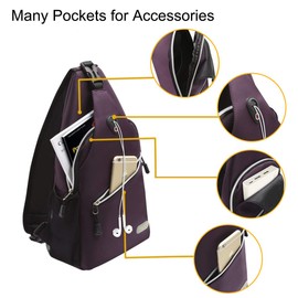 MOSISO Sling Backpack, Multipurpose Crossbody Shoulder Bag Travel Hiking Daypack, Purple