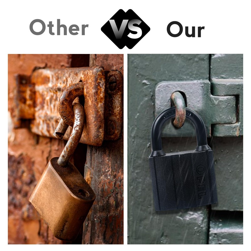 Padlock with Key, Weatherproof Lock Padlocks for Sheds, Containers, Warehouses,