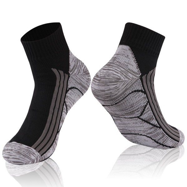 RANDY SUN 100% Waterproof Socks, Running Breathable Unisex Hiking Skiing Dry Socks(1 Pair Ankle Black M)