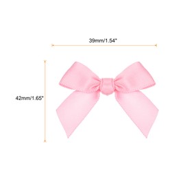 sourcing map 60Pcs Mini Ribbon Bow 1.5" Mini Fabric Satin Ribbon Flower Bows for Craft DIY Sewing Wedding Birthday Party Light Pink