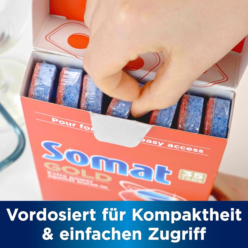 Somat Gold Dishwasher Rinse Tabs with Extra Strength Against Burnt-On