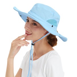 Wmcaps Sun Hat Men's Outdoor Safari Hat Women Wide Brim Summer Hat Men Foldable Hiking Hat Boonie Hat Sun Protection Hat Bush Hat Fishing Hat Garden Hat, sky blue