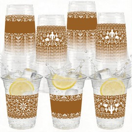 50 Pcs 12 oz Cielito Lindo Party Decoration Cups, Mexican Party Plastic Cups Disposable Terracotta Flower Mexican Dinnerware for Cinco De Mayo Wedding Birthday Party Supplies