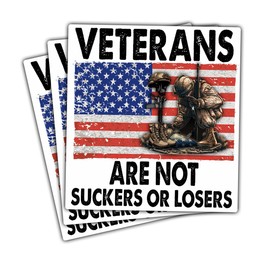 (3 Pcs) Veterans are Not Suckers Or Losers Sticker, Funny Political Sticker Adult Humor Anti Trump Bumper Stickers -Vinyl Stickers for Laptop Water Bottle Phone Car Window Helmet 3 Inches (V3)