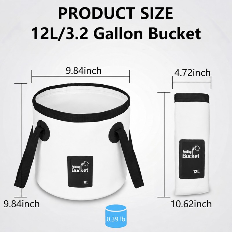 3.2 Gallon Collapsible Bucket with Handle, Foldable Water Bucket for