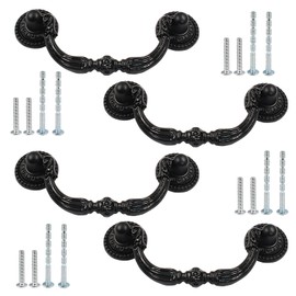 Waziaqoc 4 Pcs Antique Drop Drawer Pull Handles, 2.83 Inch Hole Center Swing Cabinet Dresser Handles, Vintage Hardware for Furniture, Dresser