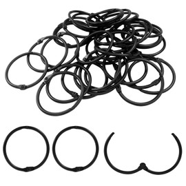 Hordion 50 PCS Binder Rings 1-1/2 Inch, Black Book Rings Iron Index Card Ring Binder Clips, Metal Ring Clips Key Rings Paper Rings for School Home Office