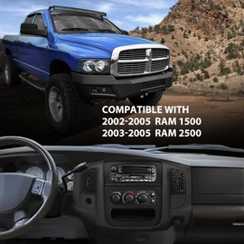 Center Dash Radio Bezel Trim W/Storage, Fit Dodge Ram 1500 2002-2005/2500 3500 2003 2004 2005, Radio Panel Instrusment Dashboard Cover, Black