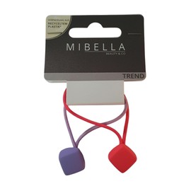 Mibella Haargummis, Würfelform 2er Set, Rosa und Lila, Modernes Design, für Alle Haartypen 28651