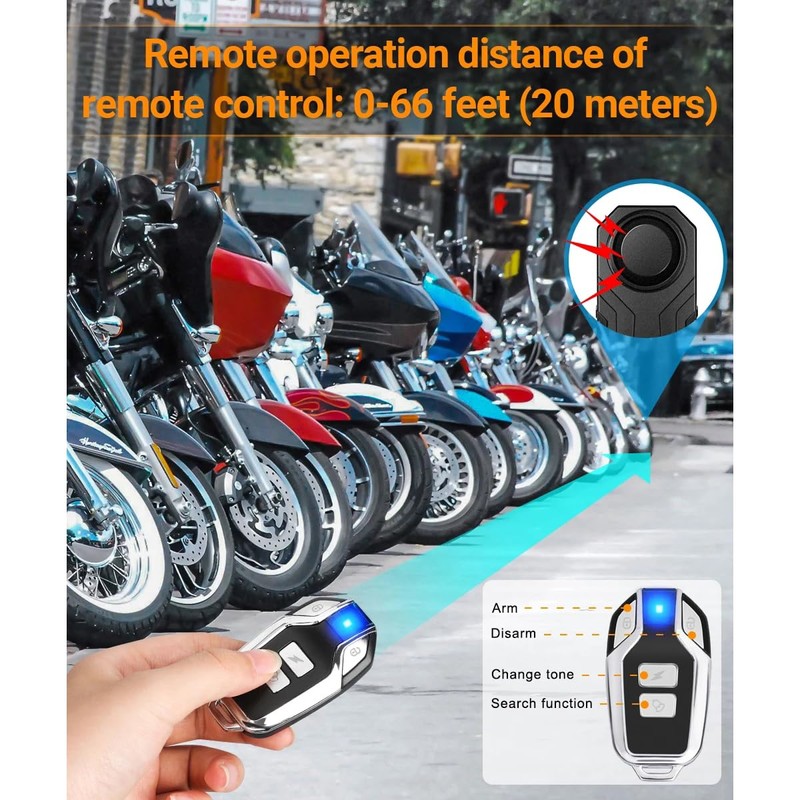 Audiofan, Motorcycle, Security Alarm, Car Security Buzzer, Adjustable Volume, Anti-Theft