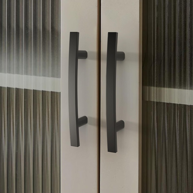 HESTIA HARDWARE 3 Pack - Black Solid Curved Bar Pull