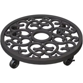 Panacea 84725 Heavy Weight Cast Iron Scroll Plant Caddy - 12 Inch