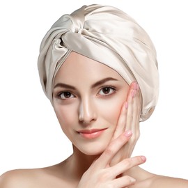 Waymaytecy Silk Hood for Sleeping, Headwear, Silk Bonnet, Adjustable with Elastic Band, khaki