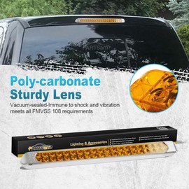 Partsam Submersible 17" Inch Thin Amber Led Turn Signal Light Bar 40 LED Sealed Utility Trailer Truck RV Led Marker Clearance Identification Light Bar w/Chrome Bezel (Pack of 2)