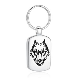 AIWENXI Pet Cremation Jewellery Wolf Poker Urn Necklaces for Ashes Stainless Steel Keepsake Memorial Pet Ash Pendant Jewellery for Men Women, Stainless Steel