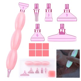 Snewvie Diamond Painting Pens Accessories Tools Set,1PCS Mini Luminous Diamond Art Pen and 5Pcs LightPink Metal Screw Thread Multi Placer Tips,Ergonomic Resin Diamond Painting Point Drill Pens