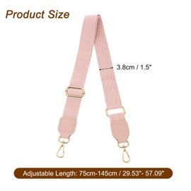 sourcing map Wide Shoulder Strap, 3.8cm Adjustable Purse Strap Replacement Crossbody Strap for Shoulder Bag Wallets, Pink, Light Gold Square Mouth Buckle