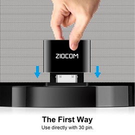 ZIOCOM 30-pin Audio Adapter for Bose SoundDock and Other 30-pin Music Docking Stations Wireless Receiver Bluetooth Adapter (Not for Use with Cars and Motorcycles) - Black