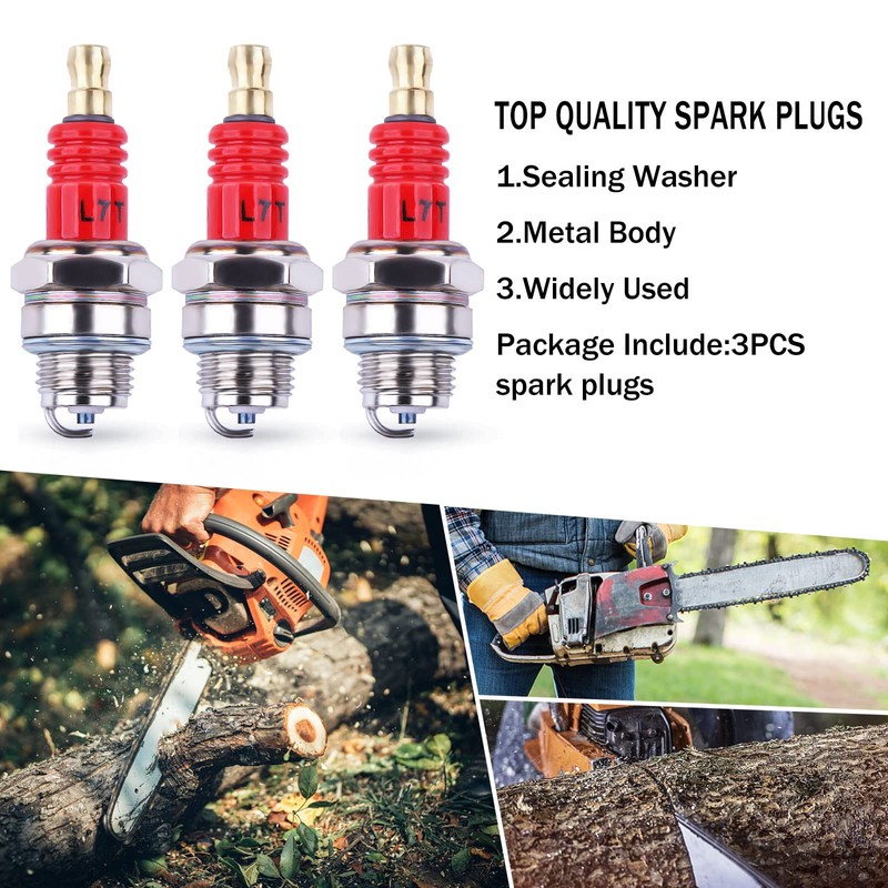 Atunee 3 Pack L7T Spark Plug for 2-Stroke Small Engine
