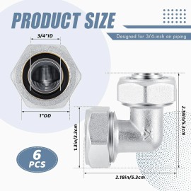 Yaocom 6 Pcs 3/4" Elbow Air Piping Fittings,Brass