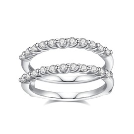 JIEKAYUAN Moissanite Ring Enhancer for Women Engagement Rings Wedding Bands S925 Sterling Silver 18K White Gold Plated Rings for Wife Women Mom Her(8.5)