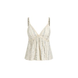 CIDER V Neck Tank Top for Women Spaghetti Strap Lace Cami Tops Baby Blue