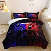 QOOMO Game Console Twin Comforter Set,Blue Red Gamepad Teen Kids Bedding Set,Honeycomb Gaming 3D Quilt Set for Boy Girls Teen Room Decor with 1 Comforter & 2 Pillowcases