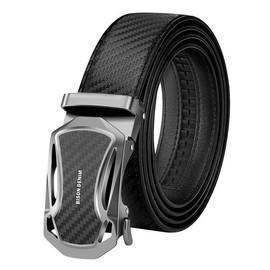 BISON DENIM Belt for Men, Belt Ratchet Automatic Buckle Men's Clothing Business Suit Belt Size Custom 35 mm Wide Belt, black