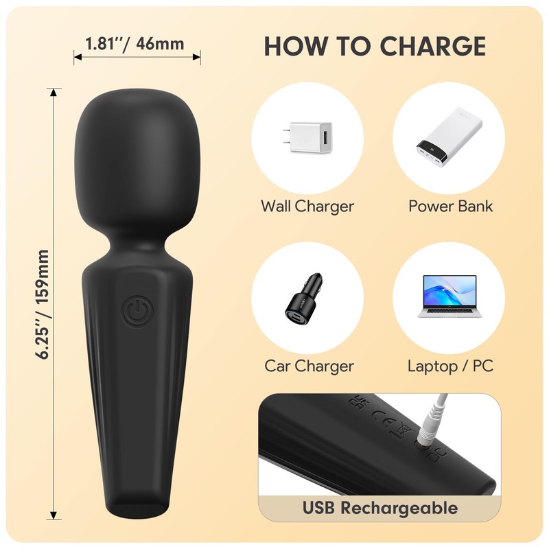 MANFLY Rechargeable Mini Back Massage, Handheld Quiet Powerful Neck Muscle