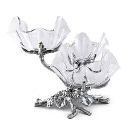 Arthur Court 3-Tiered Acrylic Bowl Stands Grape Pattern Sand Casted in Aluminum with Artisan Quality Hand Polished Tarnish Free Lightweight Serving Bowls 9.5 inch x 12 inch