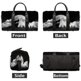 Travel Duffel Bag Wolf Moon Tree Theme Sport Tote Gym Bag Waterproof Foldable Carryon Weekend Overnight Training Handbag Sports Duffle Bags for Women Men Boys Girls