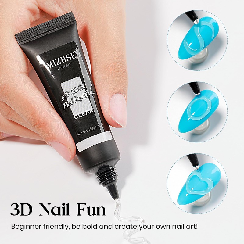 MIZHSE Solid Builder Nail Gel 3D Nail Gel and Rhinestone