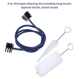 Trumpet Cleaning Brush Set, 3 in 1 Plastic Brushes Cleaning Kit Musical Instrument Maintenance Care Accessory for Mouthpiece, Short Tubing, and Long Tubing