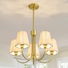 Linour Gold 5 Light Chandelier for Dining Room, Fabric Shade