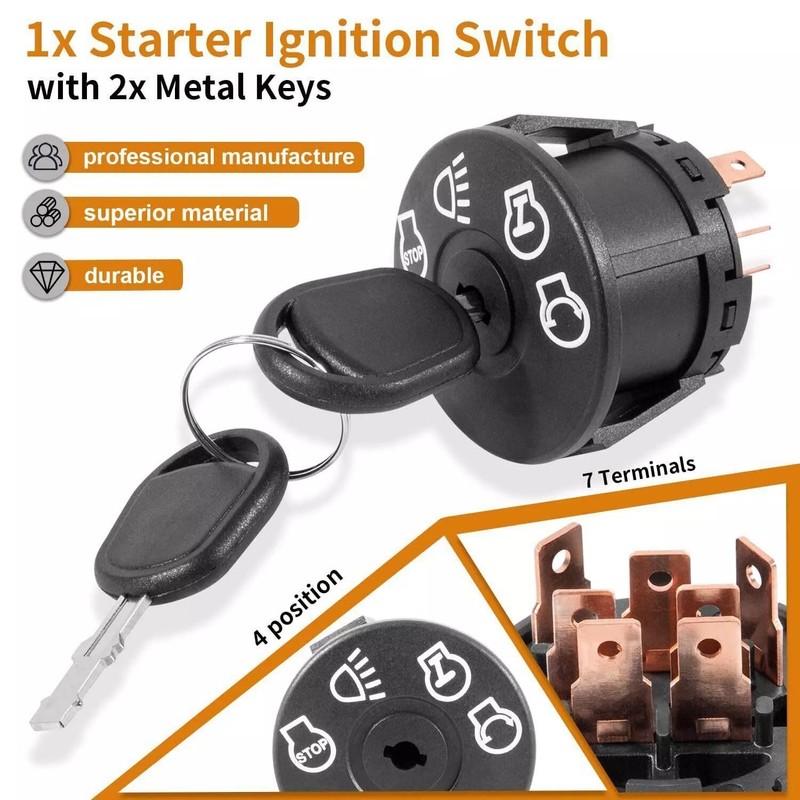Ignition Switch with Key 7 terminals Fit for Craftsman Husqvarna