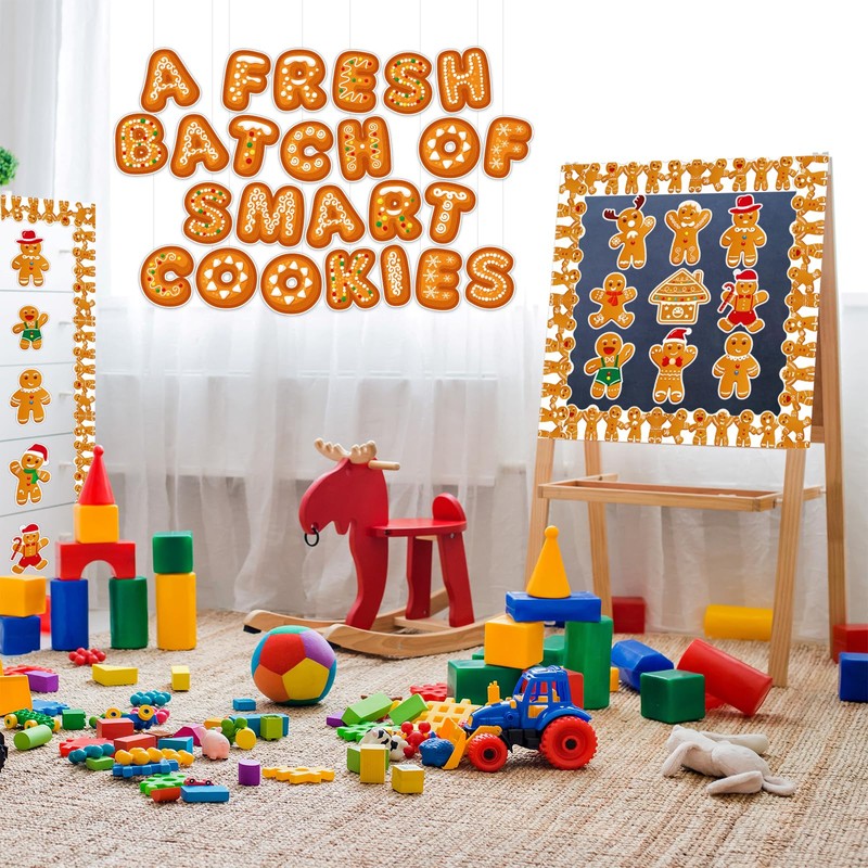 Kepeel Christmas Gingerbread Bulletin Board Classroom Decoration, Gingerbread Man Paper