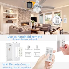 Nexete Universal Smart Wi-Fi Ceiling Fan Remote Control Kit, Fan Speed Timming and Lingt on/Off,Small Size Remote and Receiver for Hampton,Hunter,Harbor Breeze,Compatible with Alexa & Google Home
