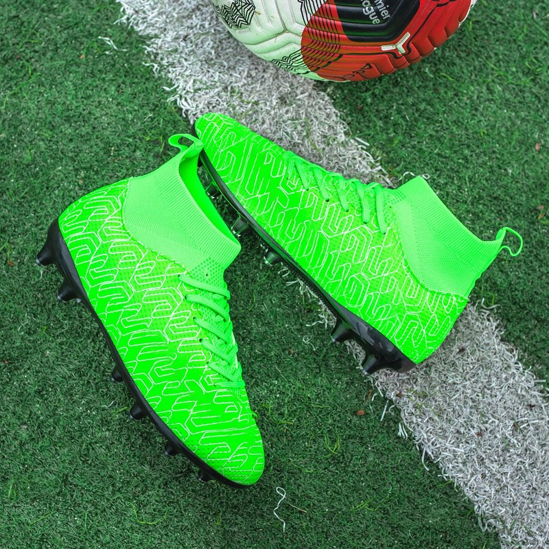 XGHRIAN - Zapatos de fútbol para niños, Verde, 3 Big