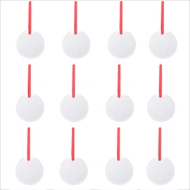 Glass Christmas Ornament Sublimation Blanks | 3" Glass Ornaments with Red Ribbon for UV Printing or Heat Press Sublimation (24)