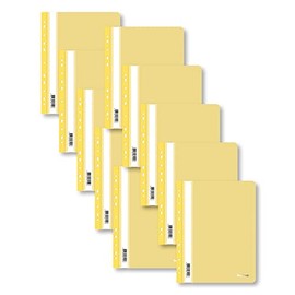 Berlingo Pack of 10 A4 File Folders 100 Sheets 180 Micron PP Plastic for Office, Home Office School and College (Yellow with Holes)