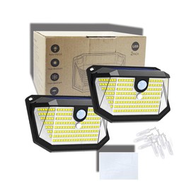 ASEMI (2 Pack) Solar Wall Lights Outdoor, 202PCS LED White,Cordless,Waterproof IP65,0.55W PV Panel,Automatic Lighting, for Exterior Deck Wall Balcony Patio Cafe Bar Garage Garden Yard
