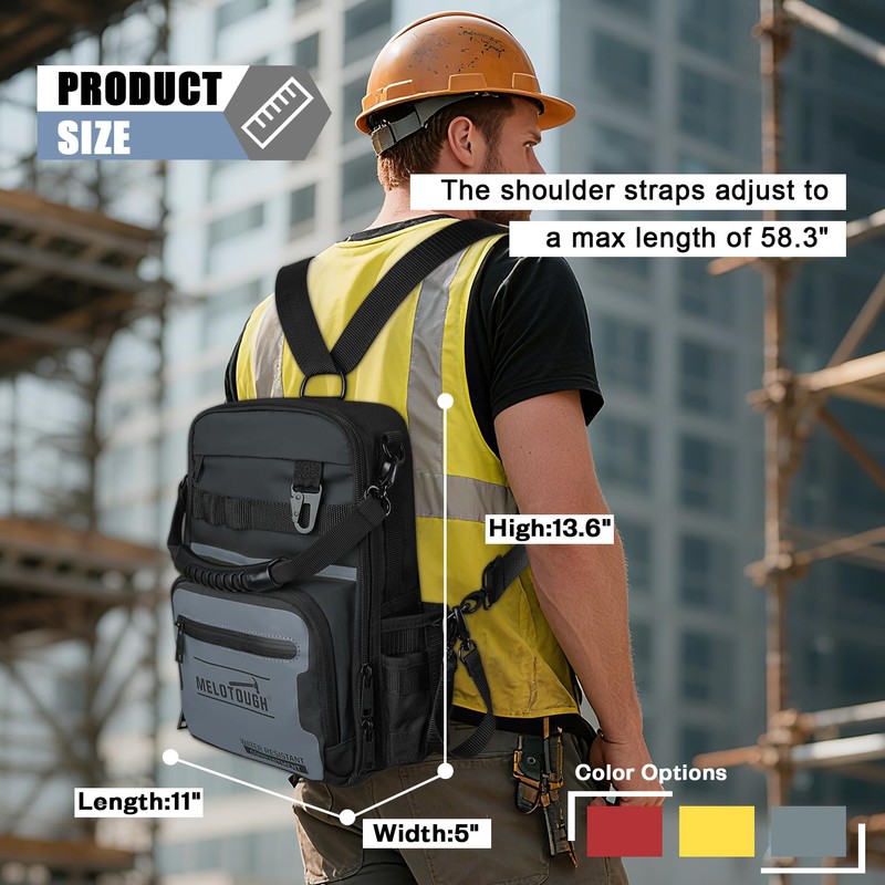 MELOTOUGH Small Tool Backpack for Men 30 Multi-Storage Pockets Heavy