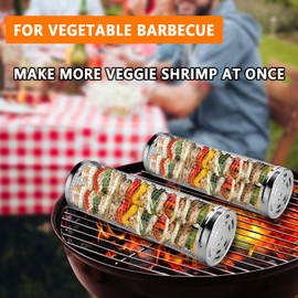 Rolling Grill Basket with Handle Spray Bottle, Outdoor Grill Basket, Portable Barbecue Vegetables, Fish, Prawns, Chips