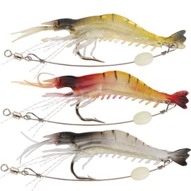 Goture Shrimp Worm Luminous Shrimp Worm Fishing Lure Soft Worm Shrimp Lure Fake Bait 6g 9cm Set of 3 Lure Shrimp Fishing Lure Set Night Fishing