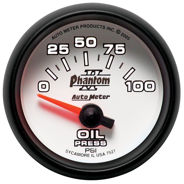 Auto Meter 7527 Phantom II 2-1/16" 0-100 PSI Short Sweep Electric Oil Pressure Gauge
