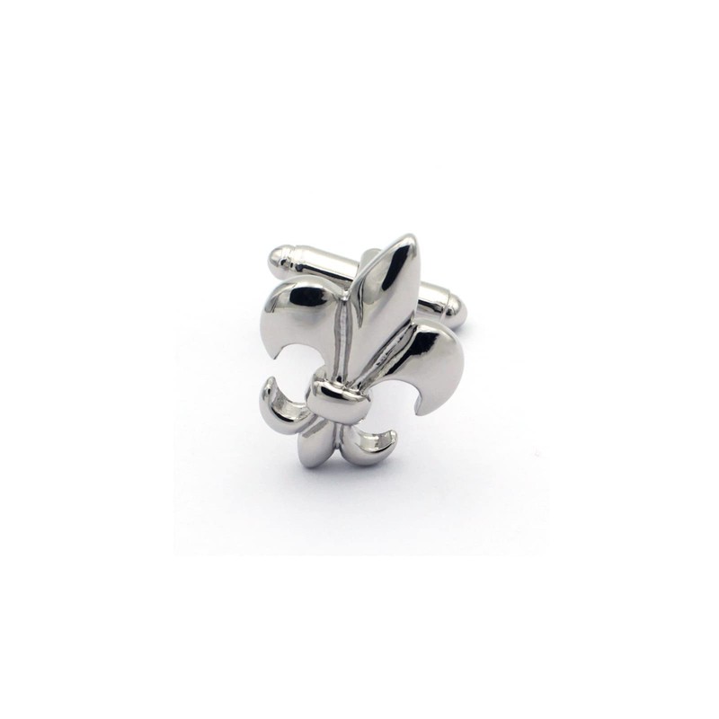 Fleur De Lis Cufflink and Tie Bar/Clip Set (Silver)